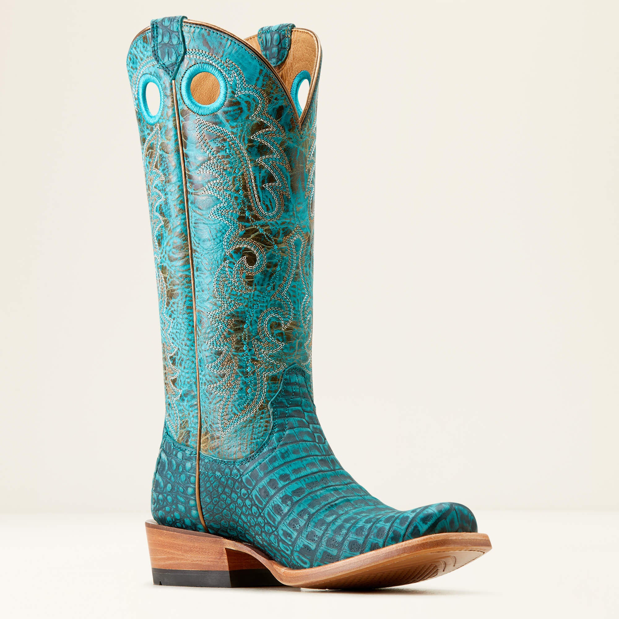 Futurity Boon Western Boot Women - TURQUOISE SUEDED CAIMAN BELLY/AMAZONITE