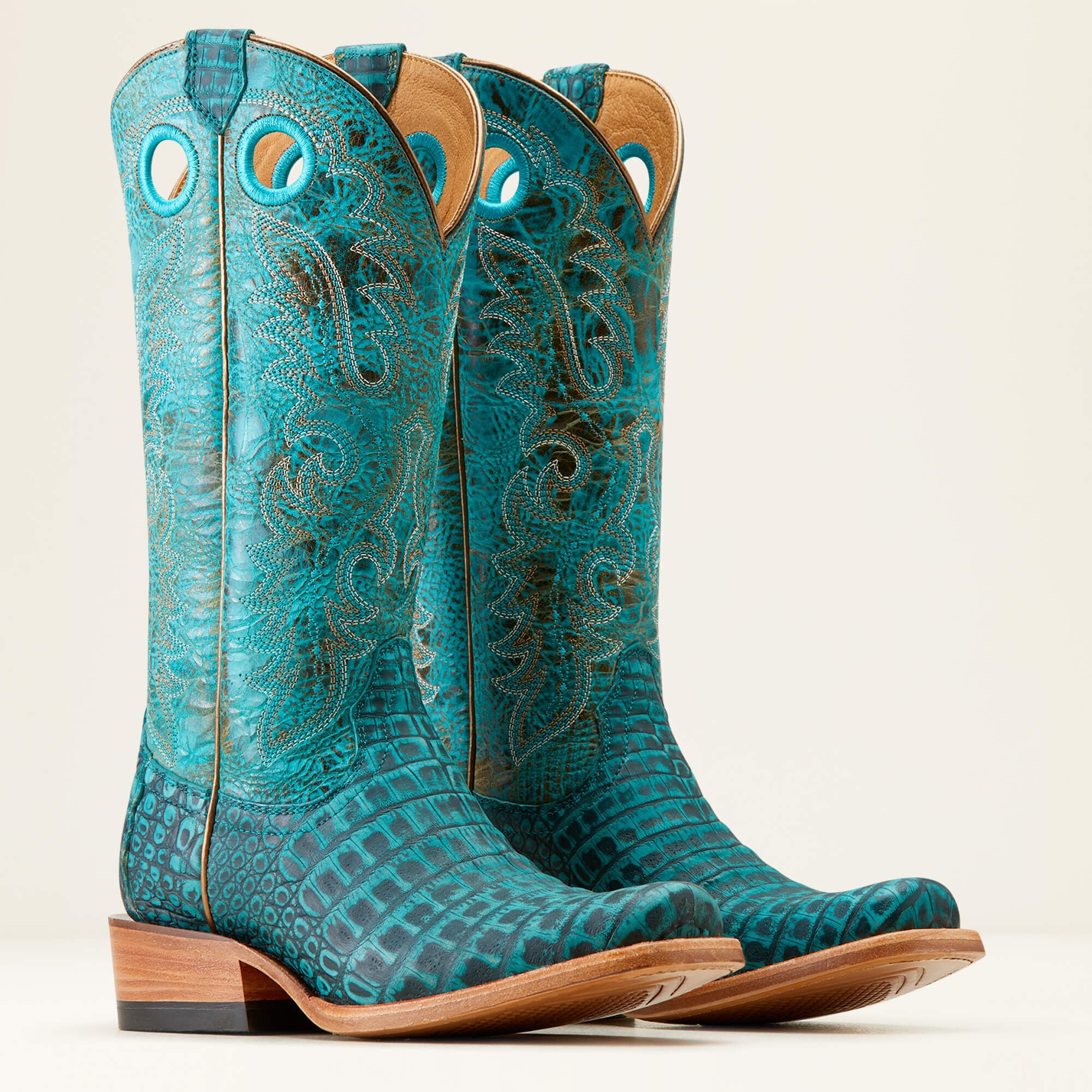 Futurity Boon Western Boot Women - TURQUOISE SUEDED CAIMAN BELLY/AMAZONITE