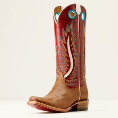 Futurity Fort Worth Narrow Cutter Toe Western Boot Women - DULCE DE LECHE/BOLERO RED