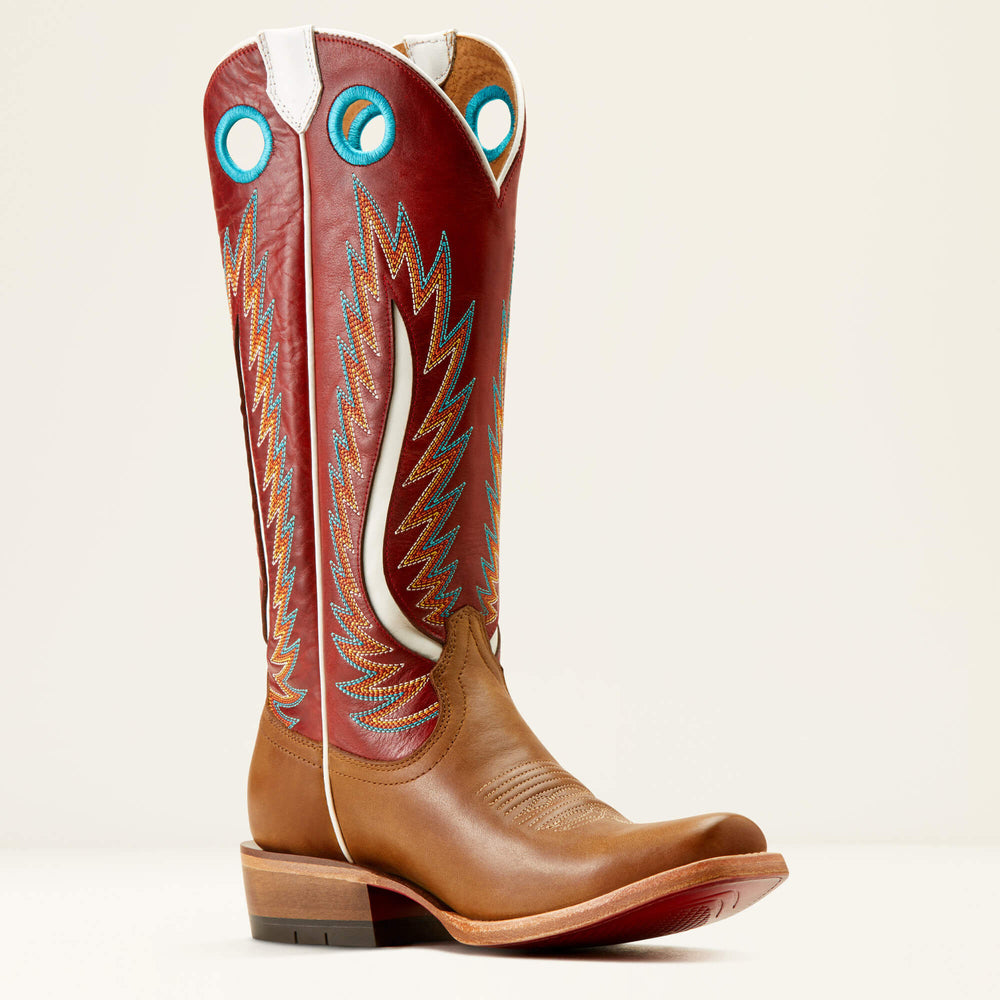 Futurity Fort Worth Narrow Cutter Toe Western Boot Women - DULCE DE LECHE/BOLERO RED