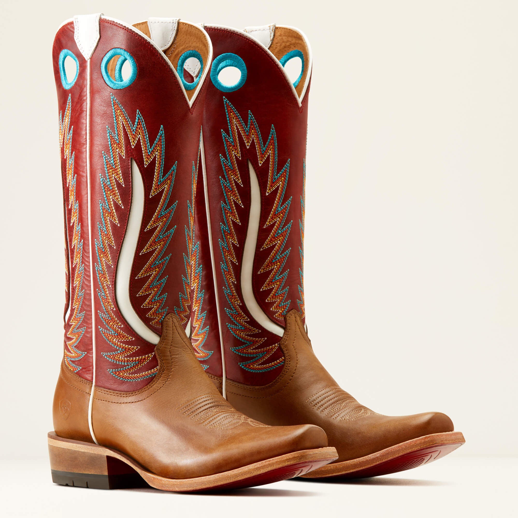 Futurity Fort Worth Narrow Cutter Toe Western Boot Women - DULCE DE LECHE/BOLERO RED