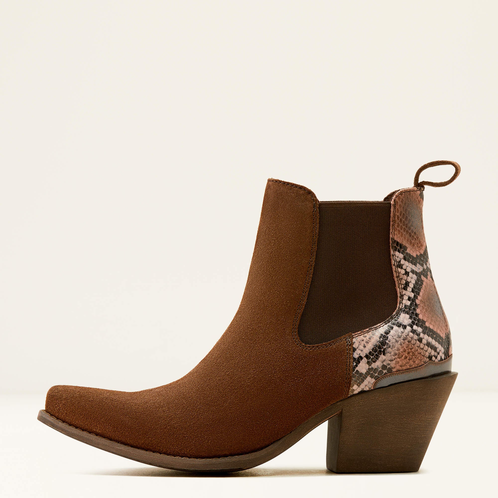 Bradley Western Boot Women - COFFEE SUEDE/DESERT SNAKE PRINT