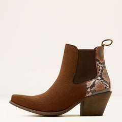 Bradley Western Boot Women - COFFEE SUEDE/DESERT SNAKE PRINT