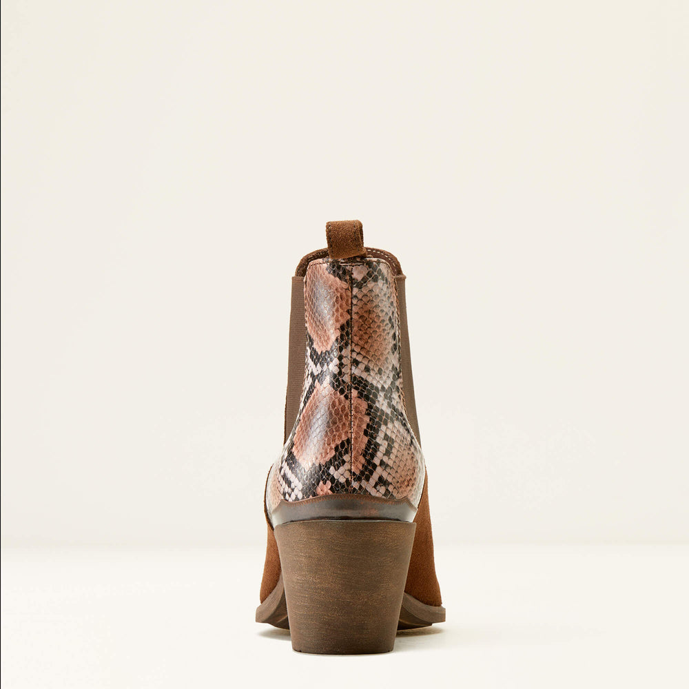 Bradley Western Boot Women - COFFEE SUEDE/DESERT SNAKE PRINT