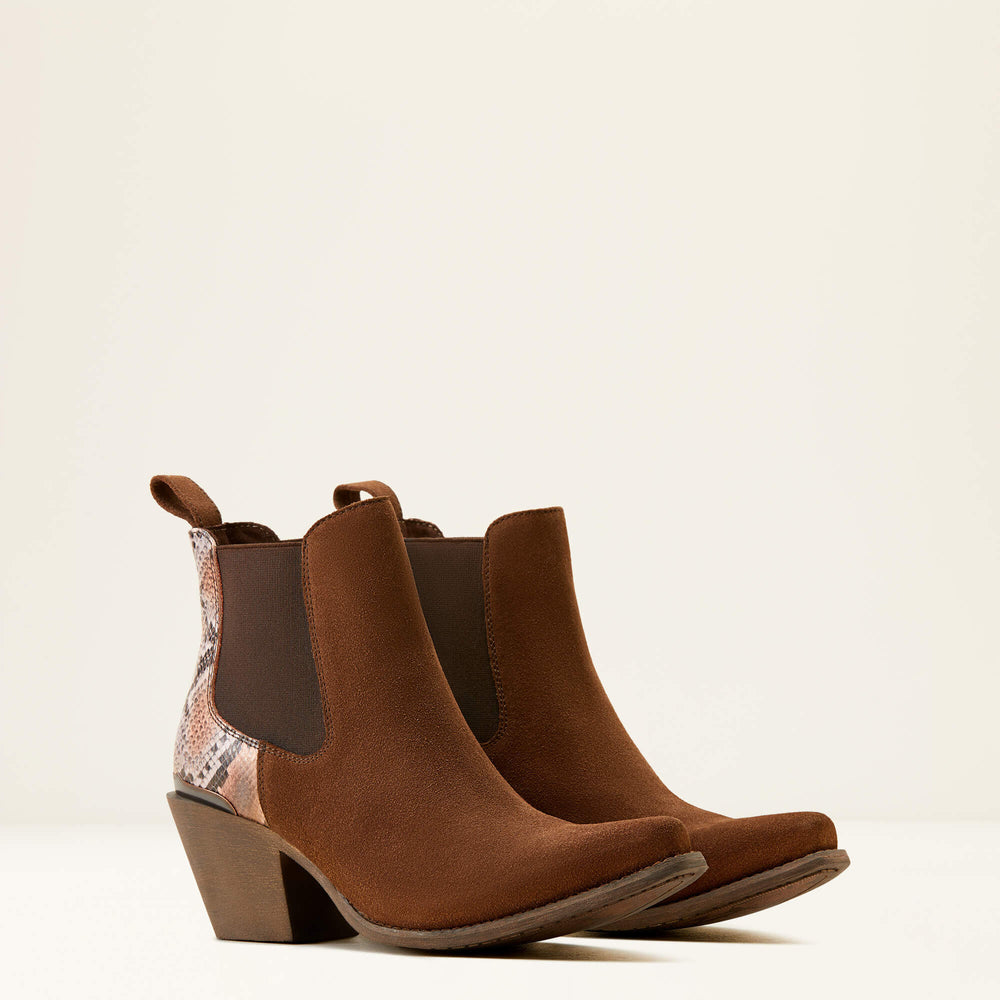Bradley Western Boot Women - COFFEE SUEDE/DESERT SNAKE PRINT