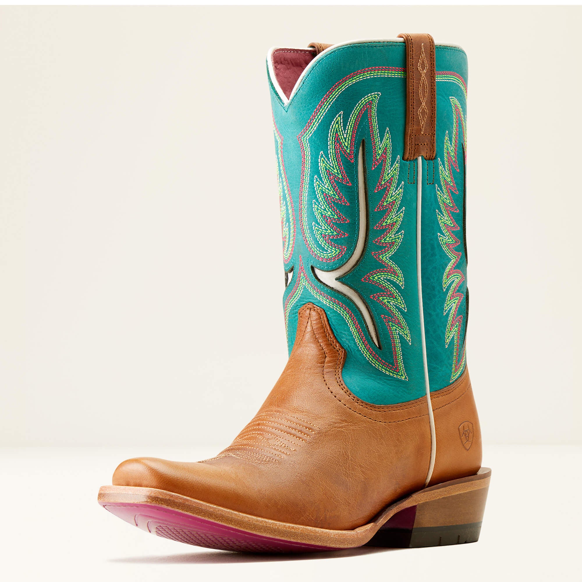 Futurity Colt Narrow Cutter Toe Western Boot Women - TAN PATINA/CENOTE BLUE