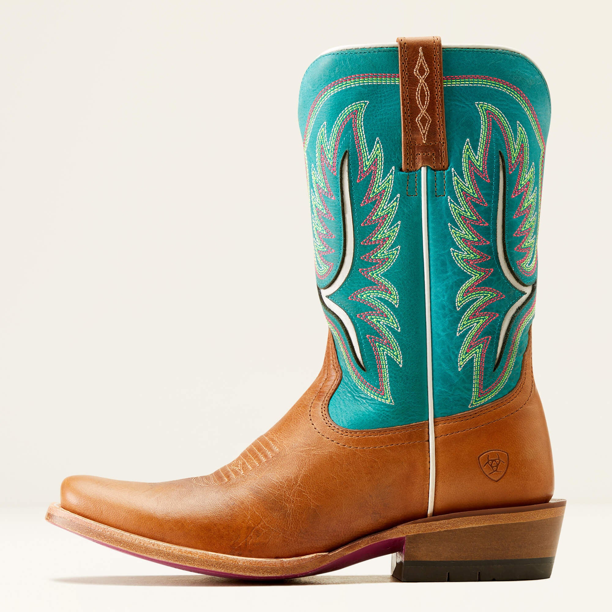 Futurity Colt Narrow Cutter Toe Western Boot Women - TAN PATINA/CENOTE BLUE