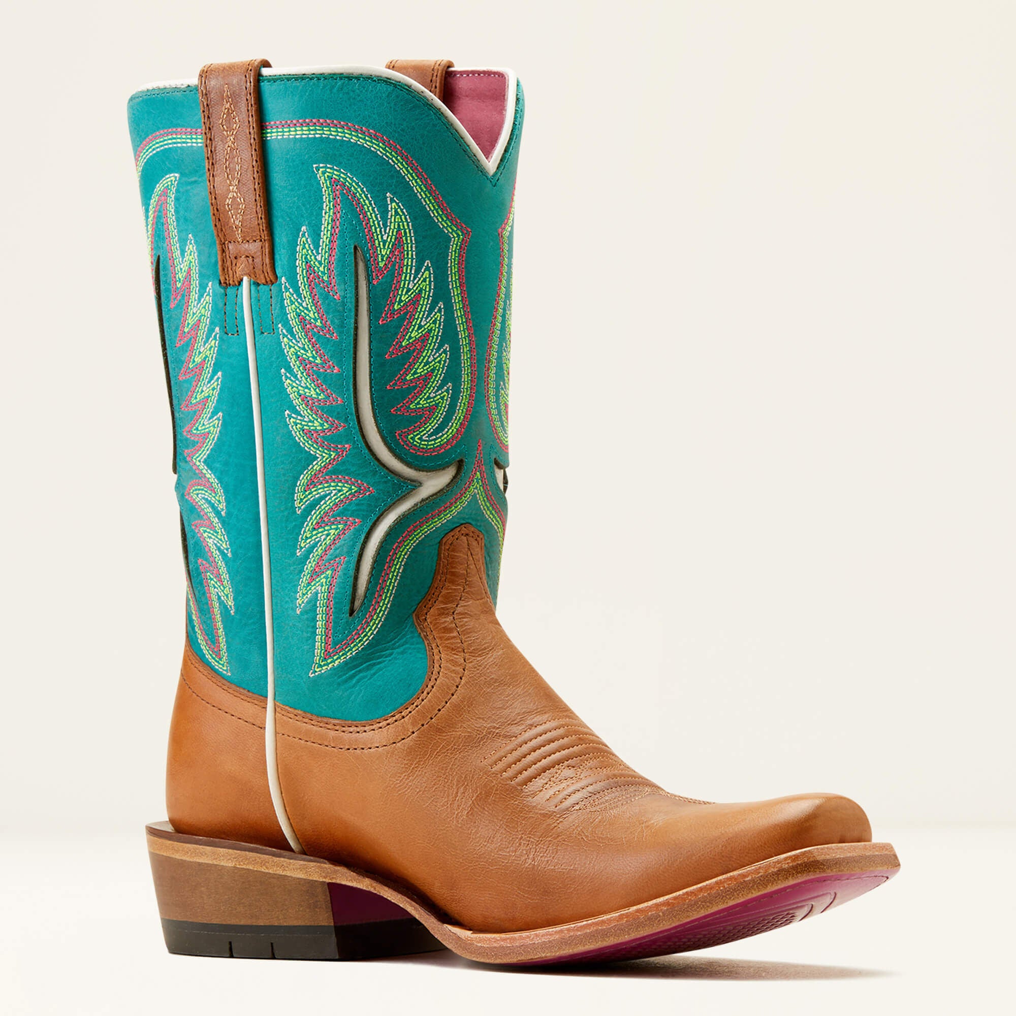 Futurity Colt Narrow Cutter Toe Western Boot Women - TAN PATINA/CENOTE BLUE
