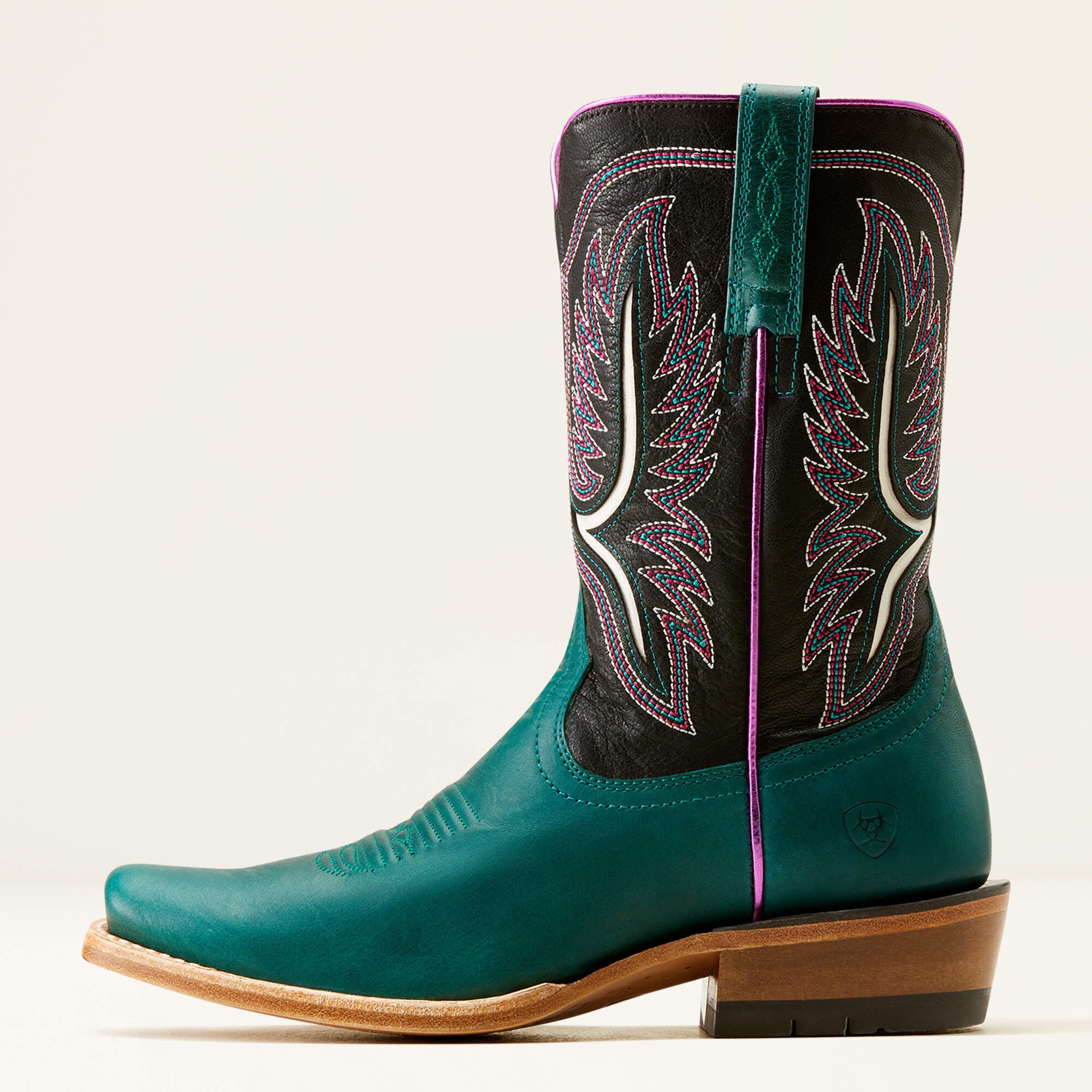Futurity Colt Narrow Cutter Toe Western Boot Women - ANCIENT TURQUOISE/LUXE BLACK