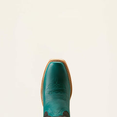 Futurity Colt Narrow Cutter Toe Western Boot Women - ANCIENT TURQUOISE/LUXE BLACK