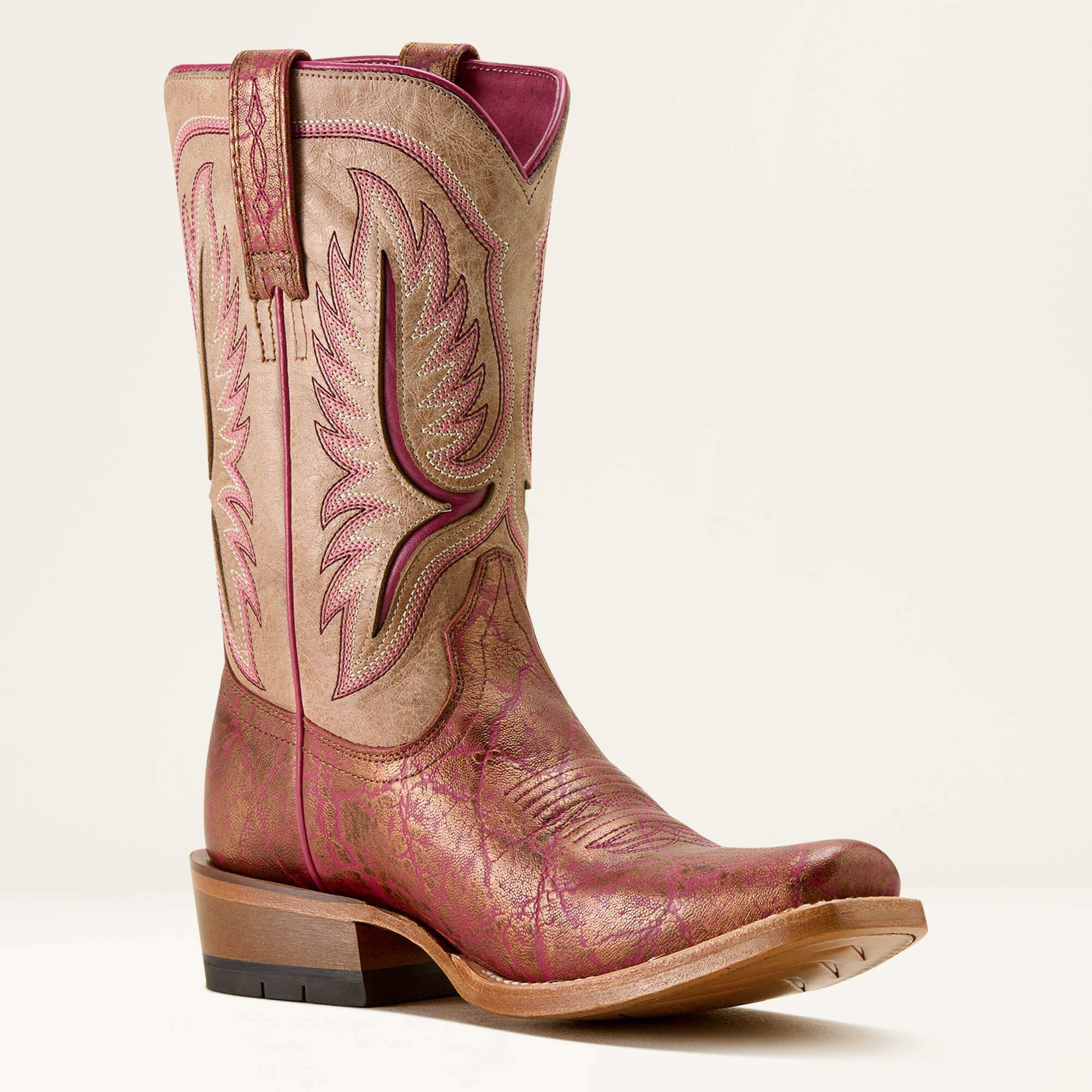 Futurity Colt Narrow Cutter Toe Western Boot Women - PINKADELIC ELEPHANT PRINT/VINTAGE STONE