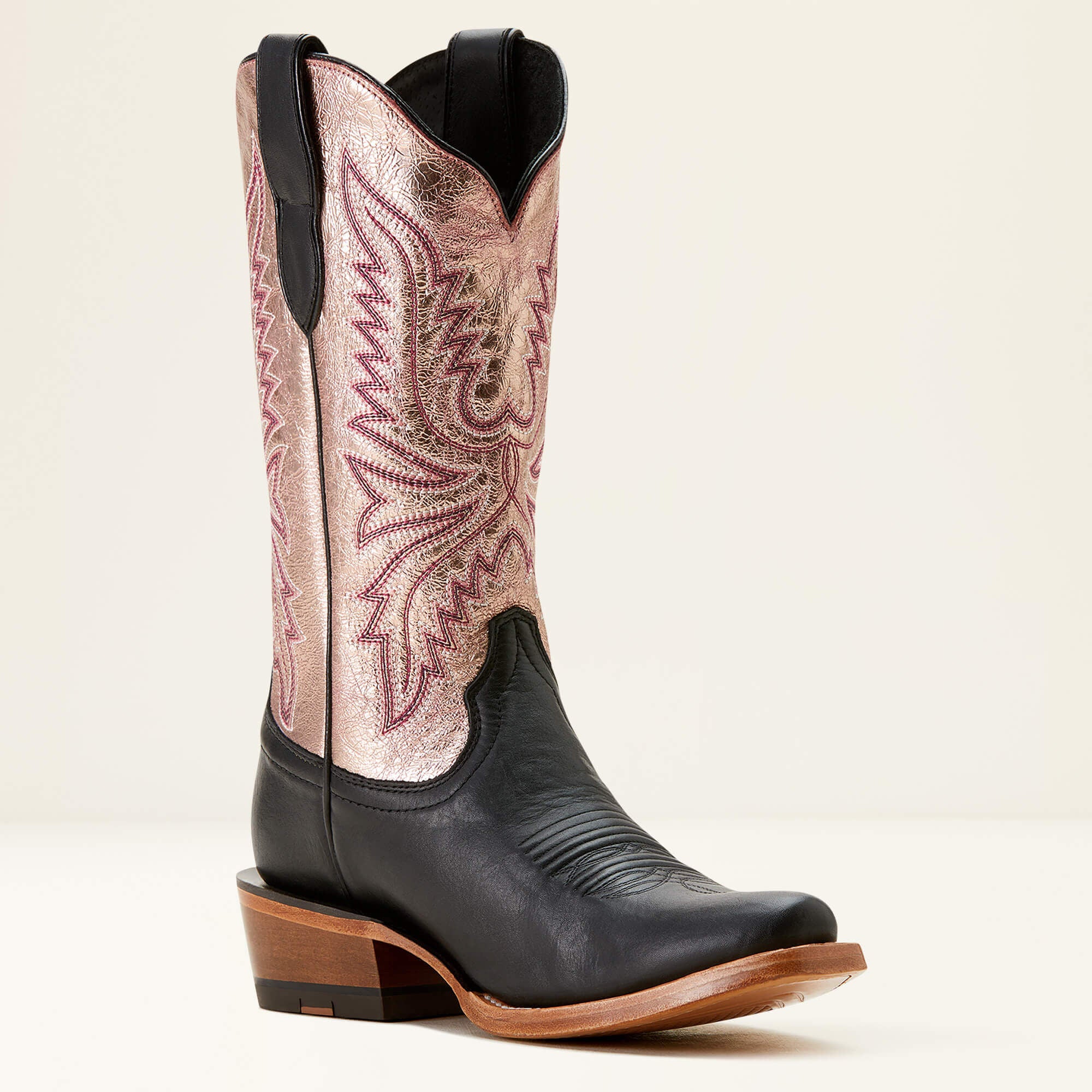 Futurity Flash K Toe Western Boot Women - MIDNIGHT BLACK/ROSE GOLD SHINE