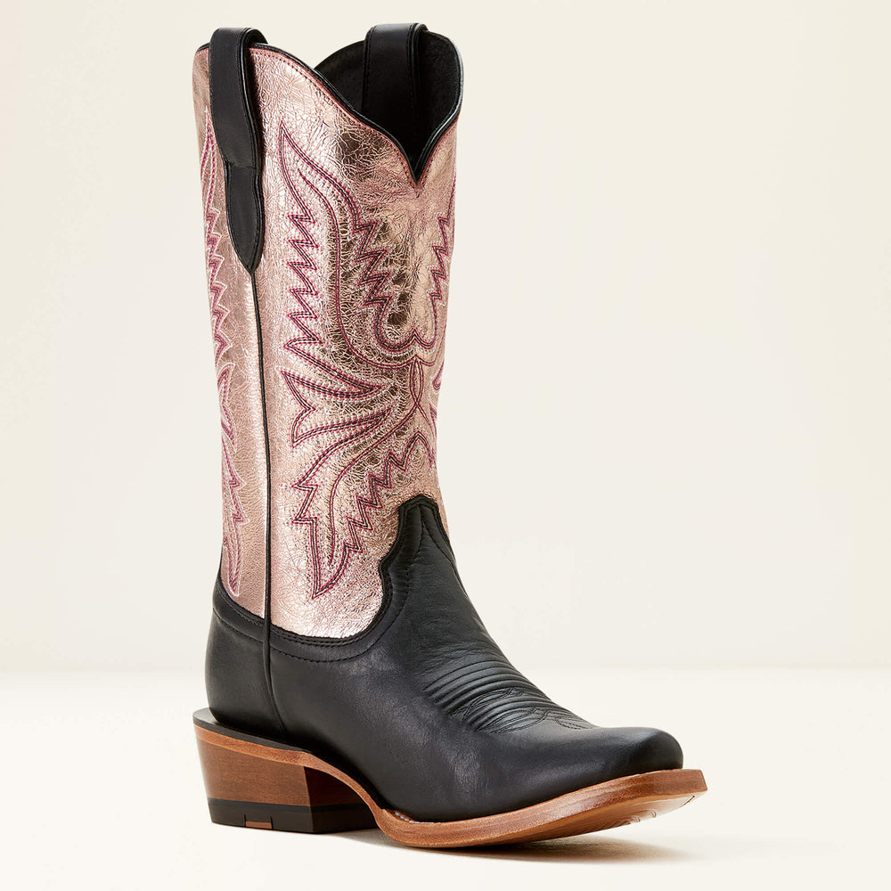 Futurity Flash K Toe Western Boot Women - MIDNIGHT BLACK/ROSE GOLD SHINE