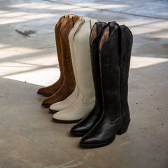 Heritage R Toe Tall Stretchfit Western Boot Women - BLACK DEERTAN