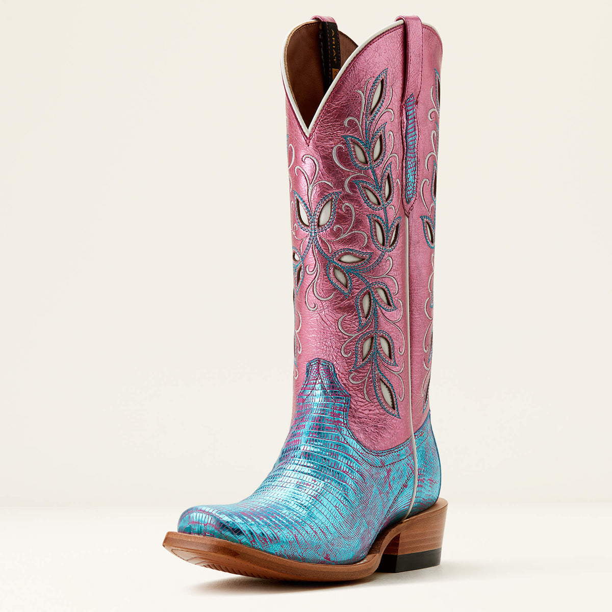 Futurity Silk Western Boot Women - TURQ SHIMMER LIZARD/SOFT MAGENTA