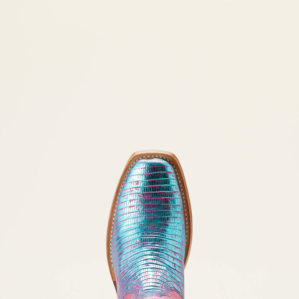 Futurity Silk Western Boot Women - TURQ SHIMMER LIZARD/SOFT MAGENTA