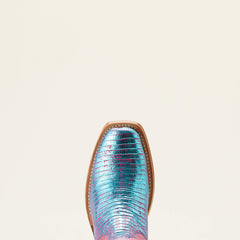 Futurity Silk Western Boot Women - TURQ SHIMMER LIZARD/SOFT MAGENTA