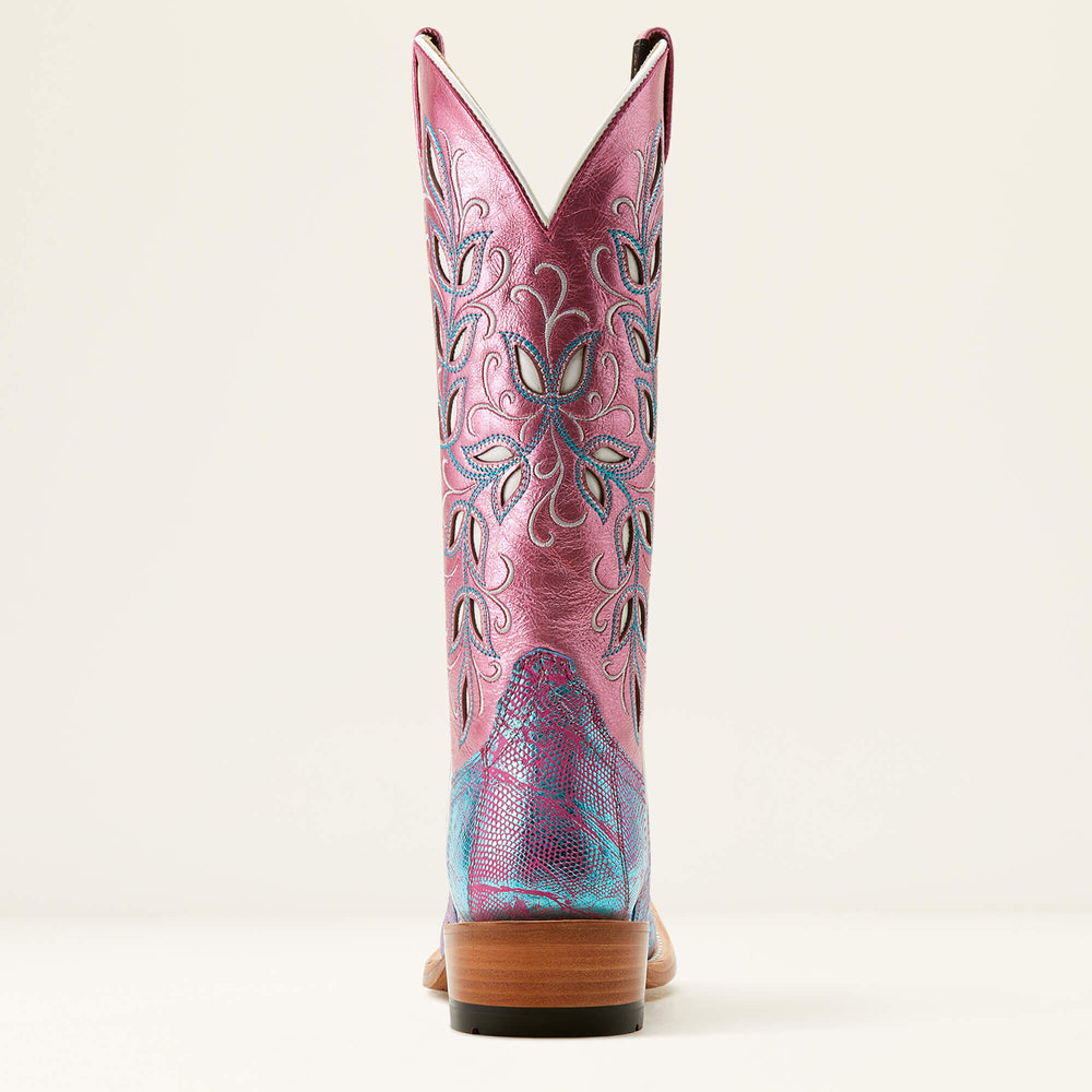 Futurity Silk Western Boot Women - TURQ SHIMMER LIZARD/SOFT MAGENTA