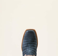 Futurity Boon Western Boot Women - NAVY SUEDED CAIMAN BELLY/TOOLED NIGHT FA