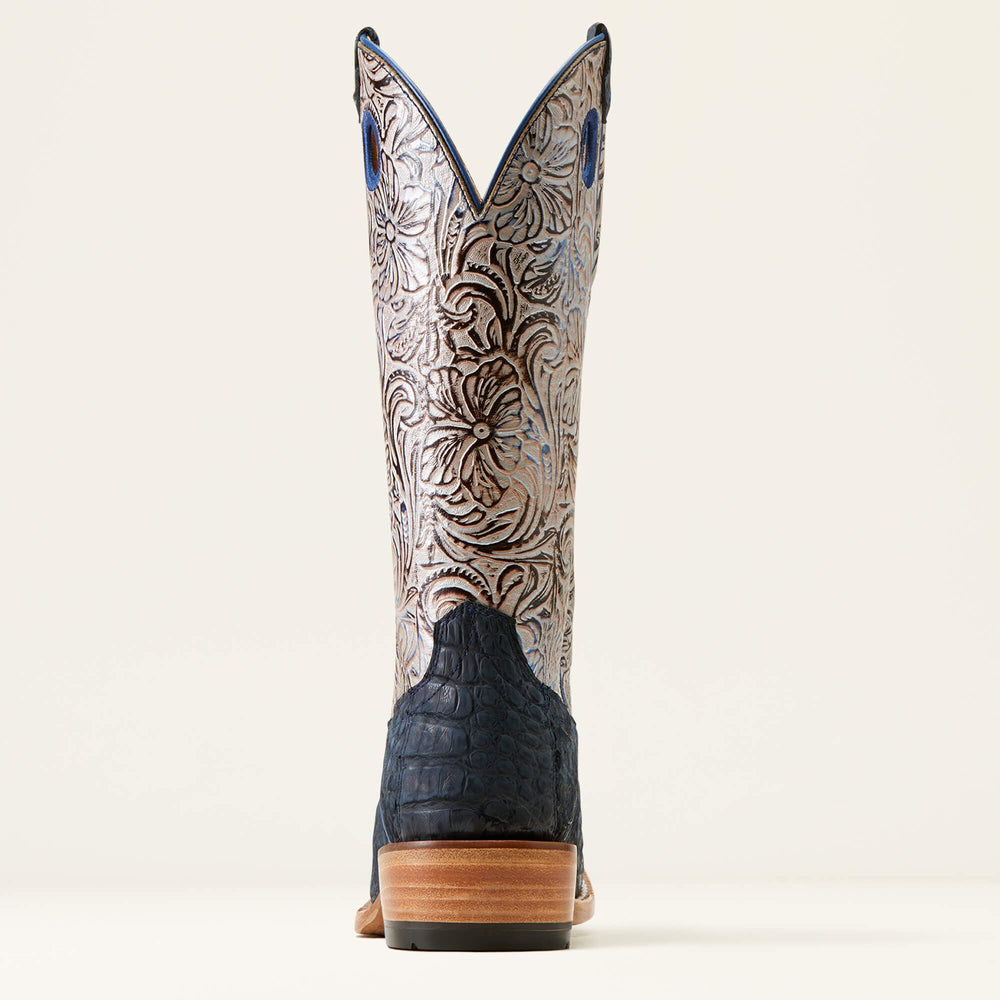 Futurity Boon Western Boot Women - NAVY SUEDED CAIMAN BELLY/TOOLED NIGHT FA
