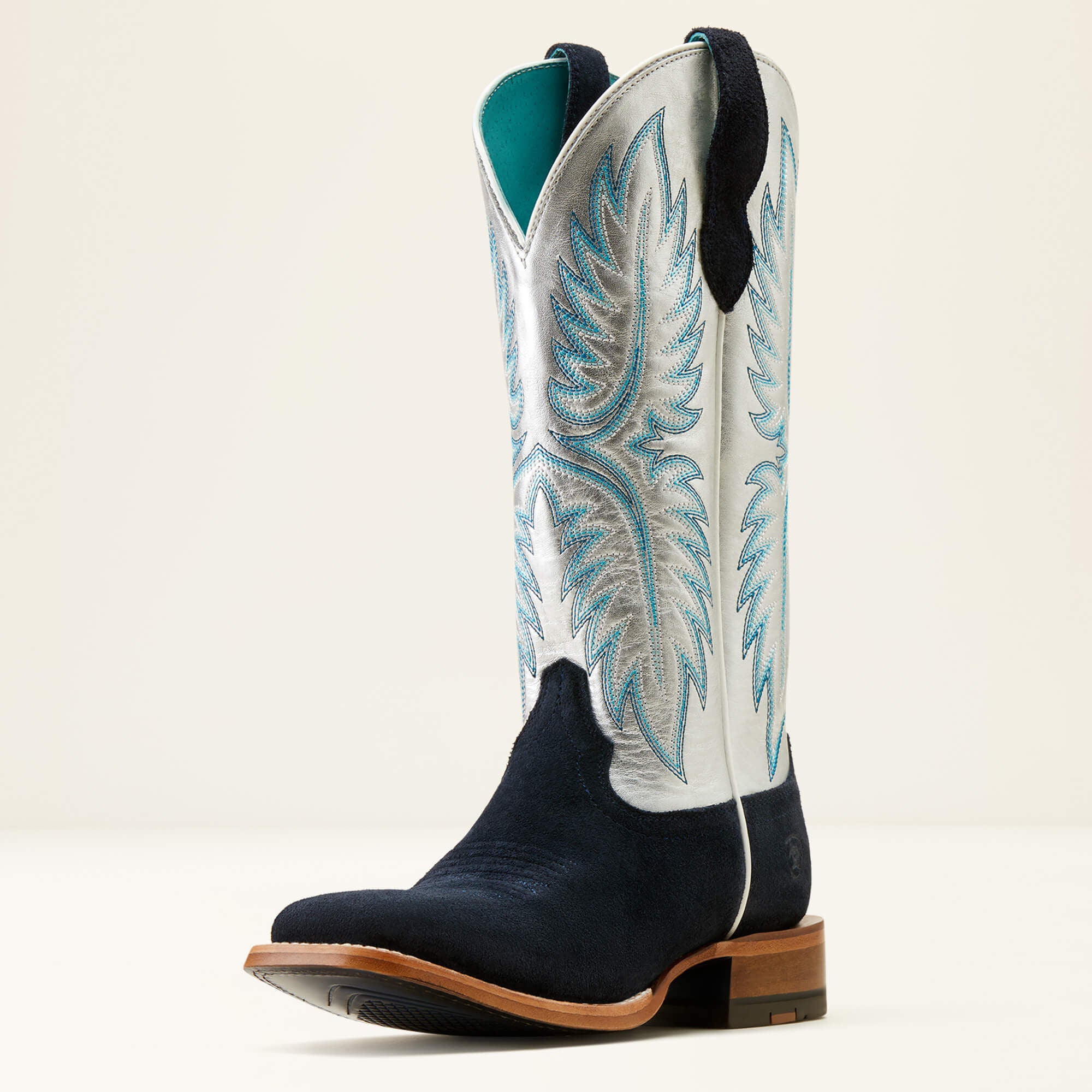 Frontier Calamity Jane Western Boot Women - POLO BLUE ROUGHOUT/ELECTRIC SILVER