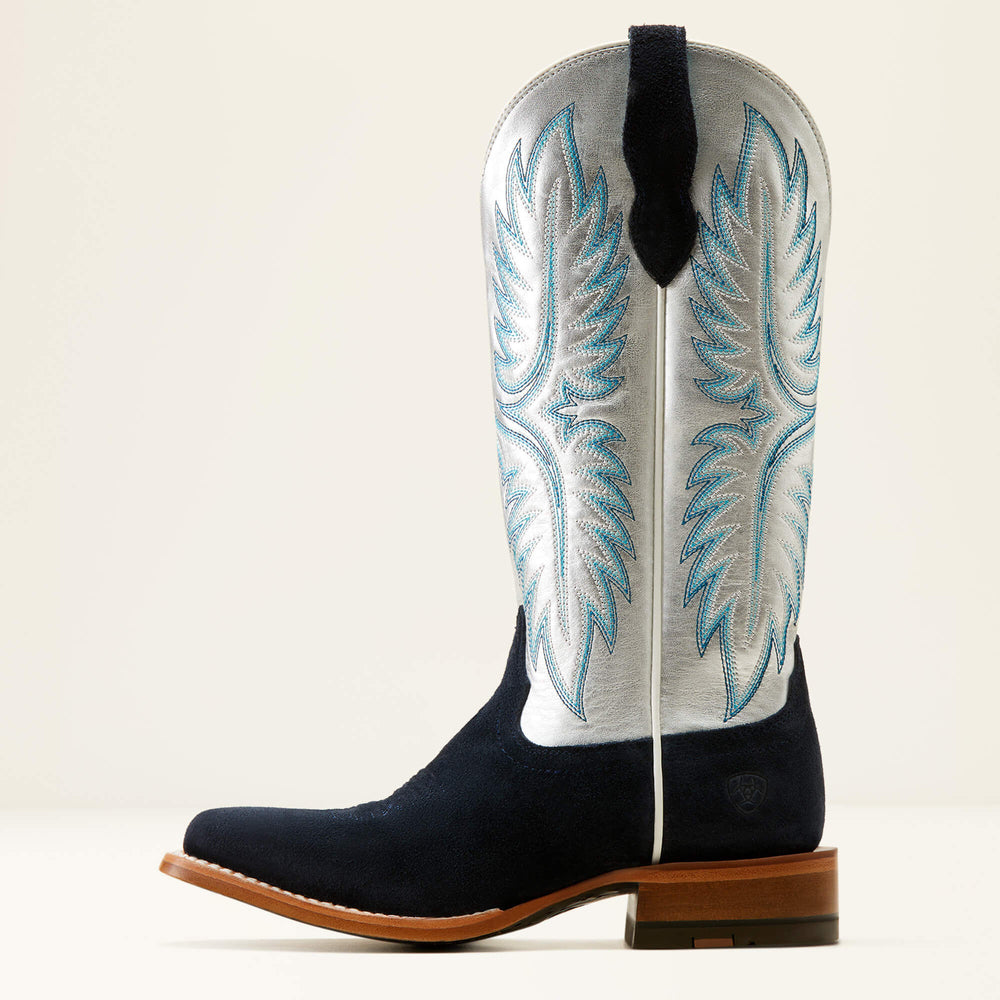 Frontier Calamity Jane Western Boot Women - POLO BLUE ROUGHOUT/ELECTRIC SILVER