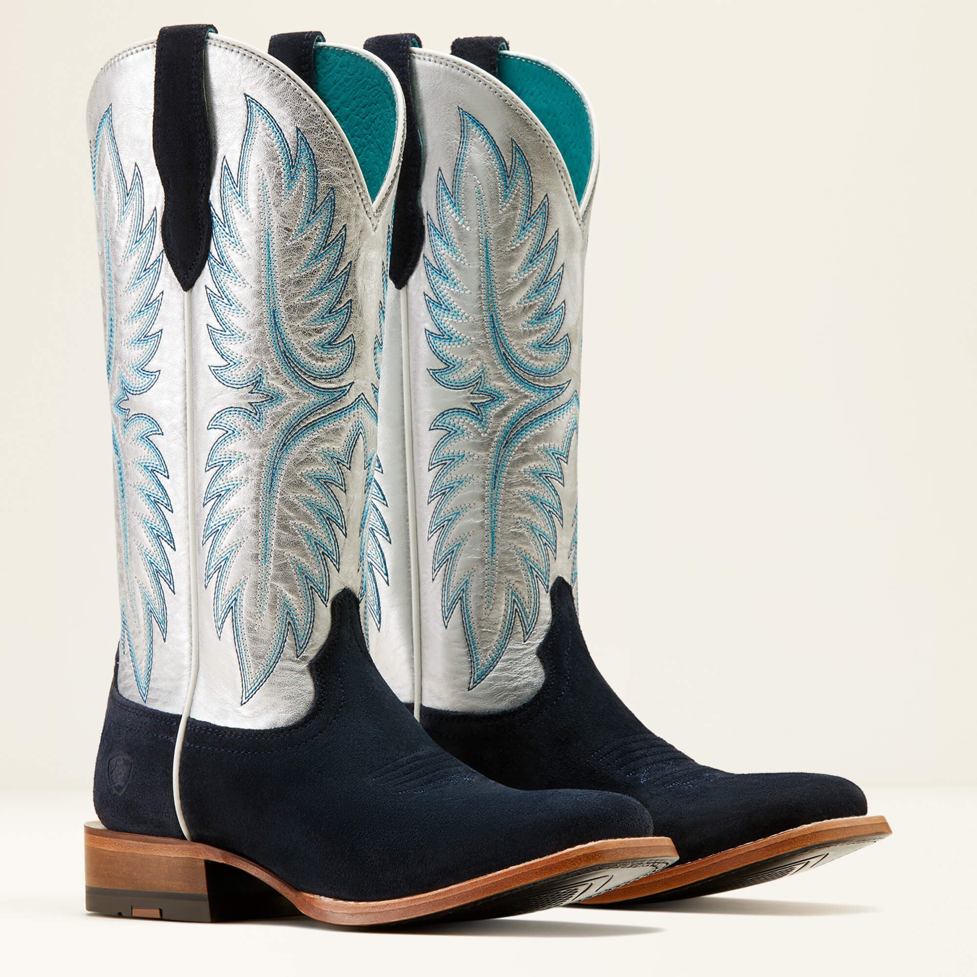 Frontier Calamity Jane Western Boot Women - POLO BLUE ROUGHOUT/ELECTRIC SILVER