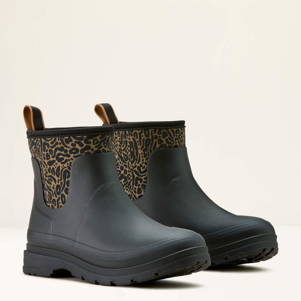 Kelmarsh Shortie Rubber Boot Women - BLACK/OCELOT PRINT