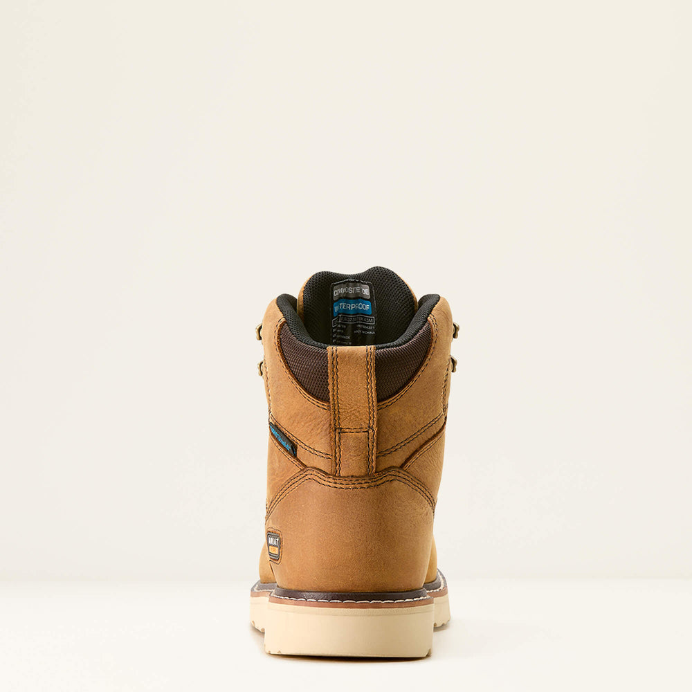 Rebar Wedge Moc Toe Waterproof Composite Toe Work Boot Women - ANTIQUE BROWN