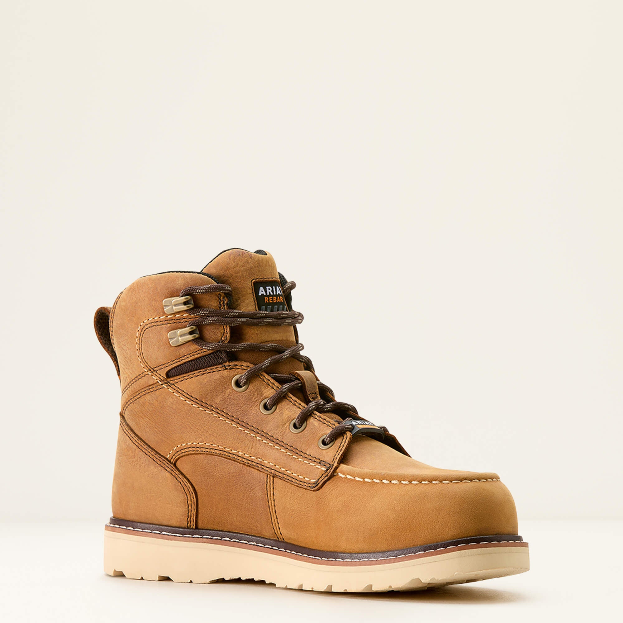 Rebar Wedge Moc Toe Waterproof Composite Toe Work Boot Women - ANTIQUE BROWN