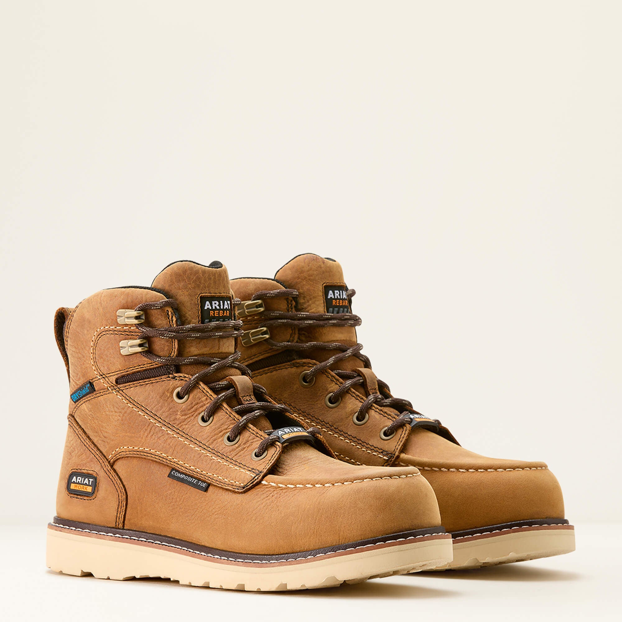 Rebar Wedge Moc Toe Waterproof Composite Toe Work Boot Women - ANTIQUE BROWN