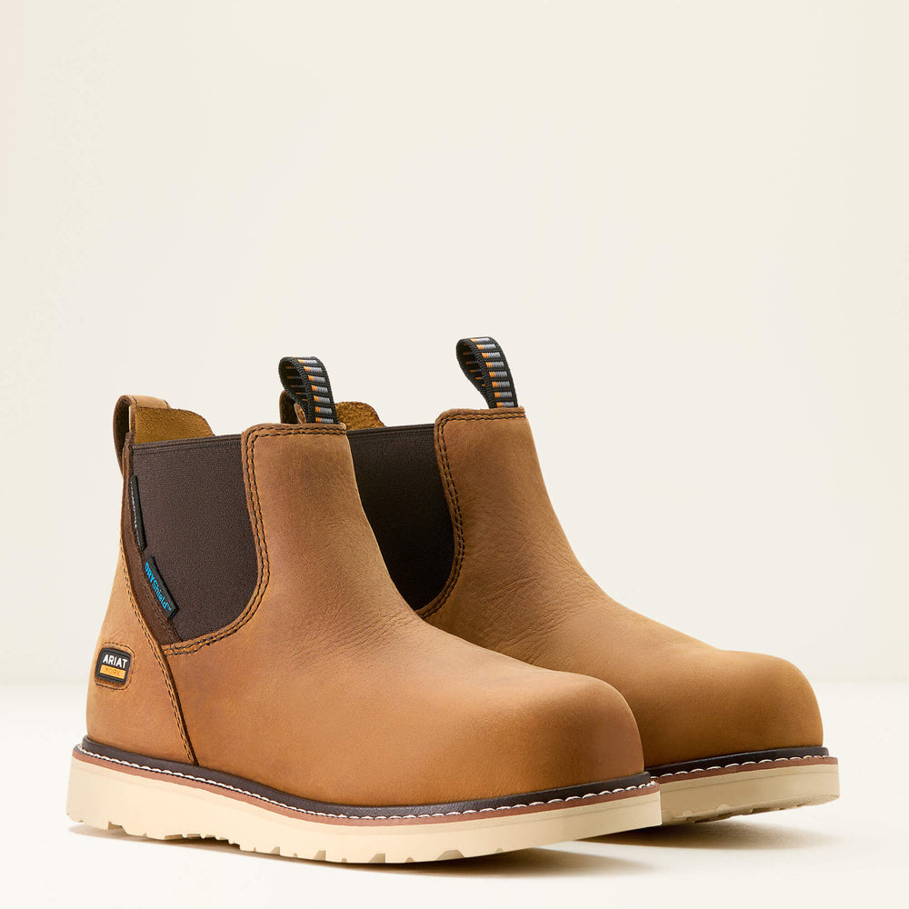 Rebar Wedge Chelsea Waterproof Composite Toe Work Boot Women - ANTIQUE BROWN