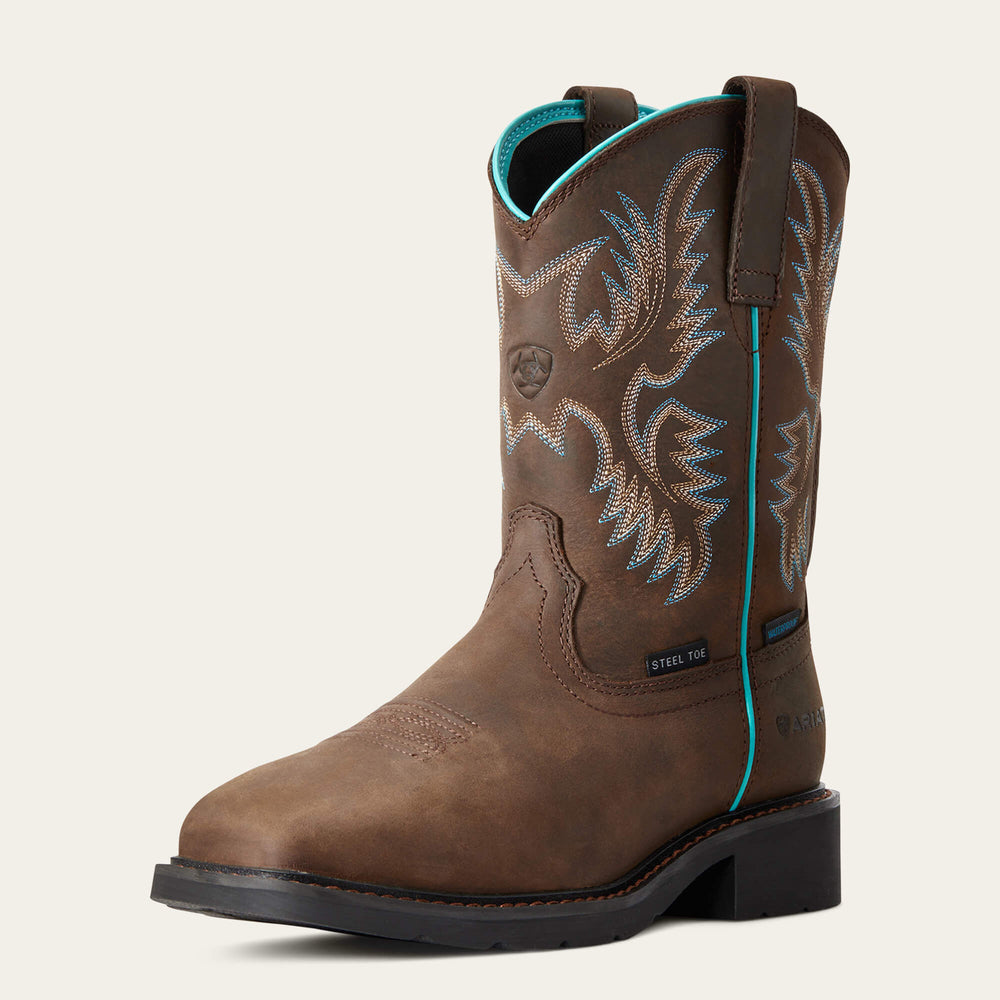 Krista Waterproof Steel Toe Work Boot Women - DARK BROWN