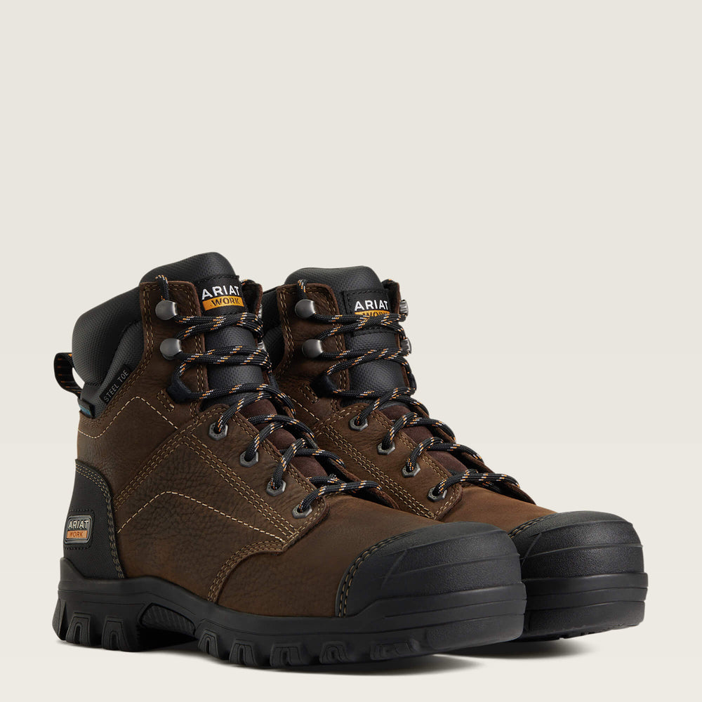 Treadfast 6" Waterproof Steel Toe Work Boot Women - DARK BROWN