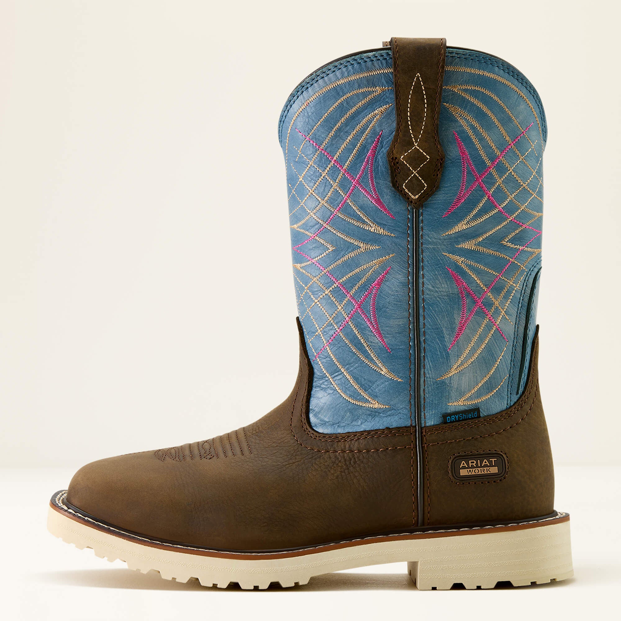 Activator Waterproof Wide Square Toe Work Boot Women - DARK BROWN/STONE BLUE