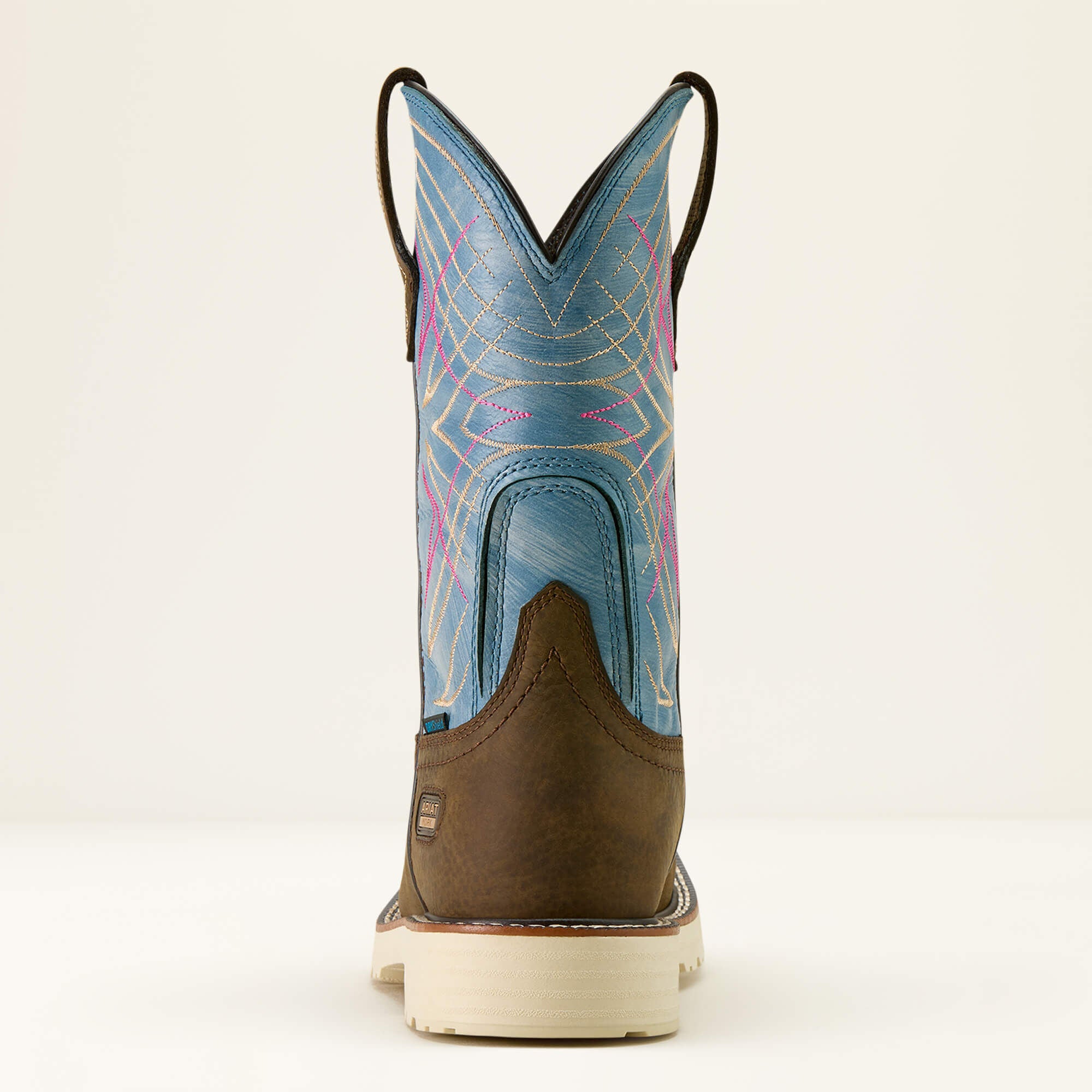 Activator Waterproof Wide Square Toe Work Boot Women - DARK BROWN/STONE BLUE