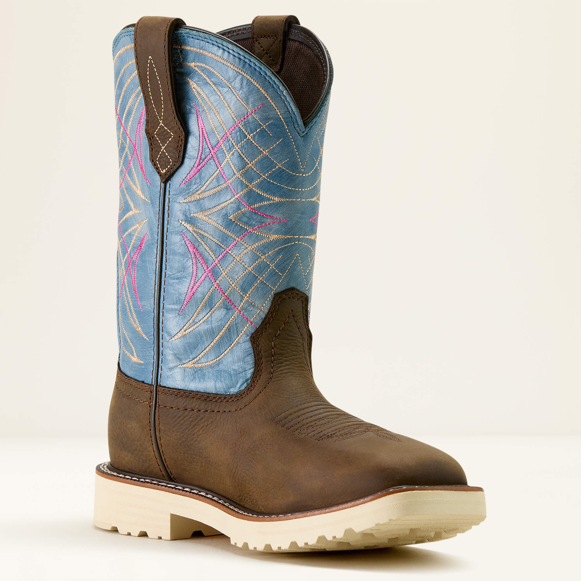 Activator Waterproof Wide Square Toe Work Boot Women - DARK BROWN/STONE BLUE