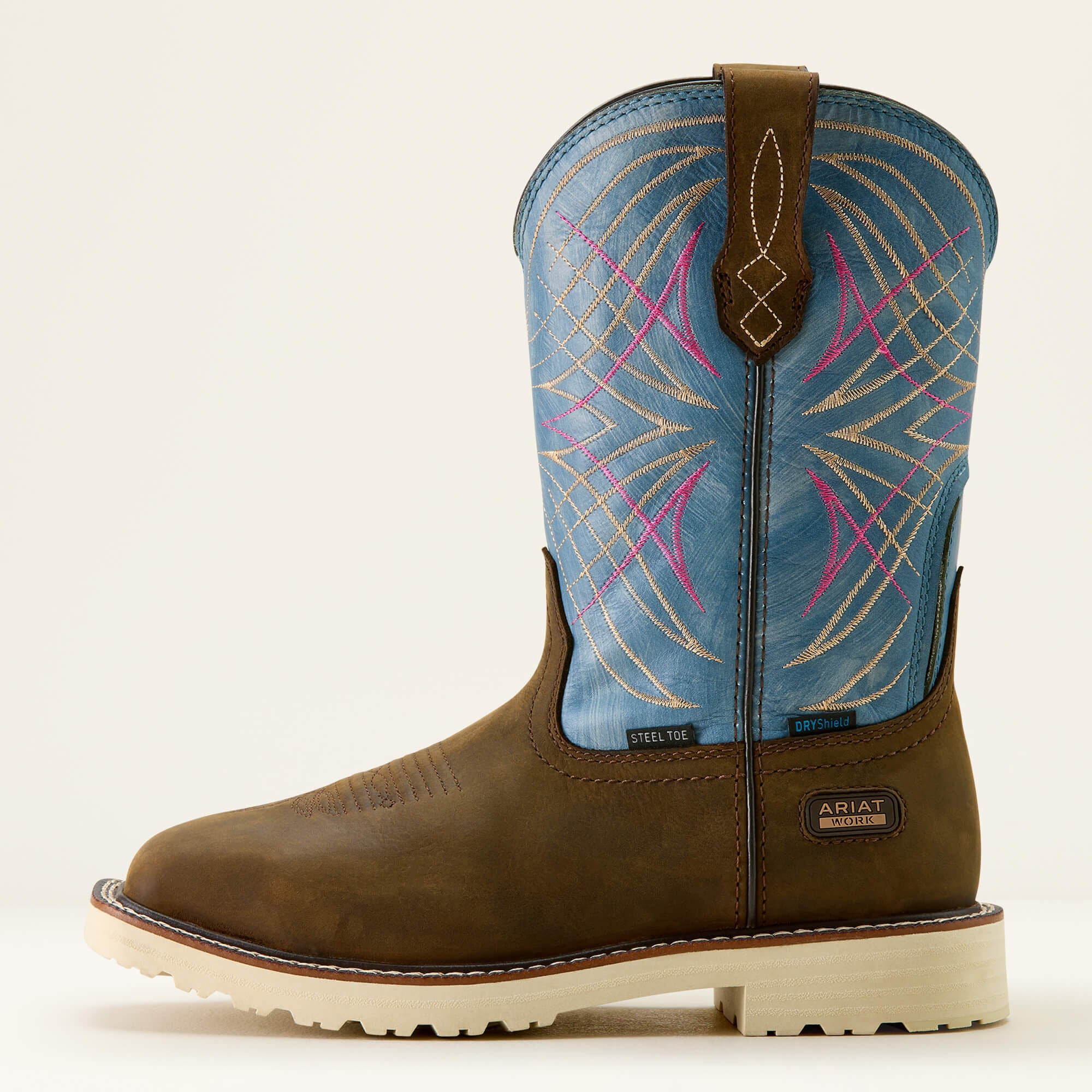 Activator Waterproof Wide Square Toe Steel Toe Work Boot Women - DARK BROWN/STONE BLUE