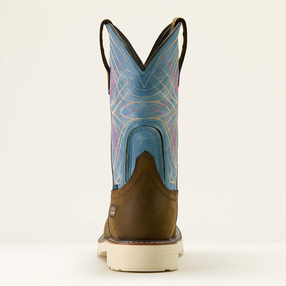 Activator Waterproof Wide Square Toe Steel Toe Work Boot Women - DARK BROWN/STONE BLUE