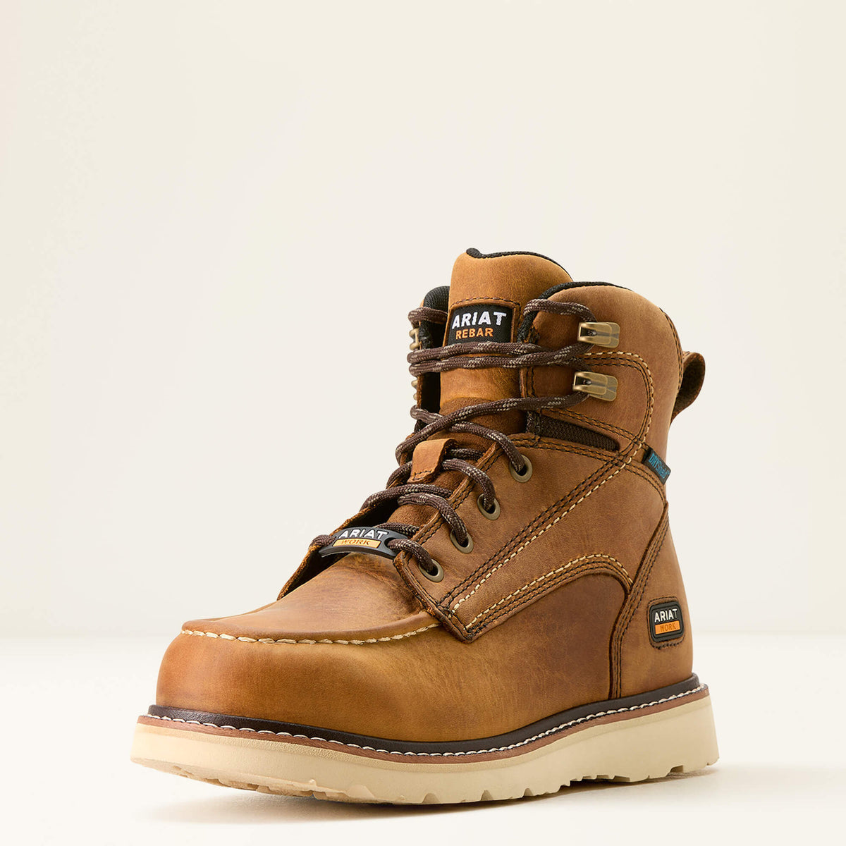 Rebar Wedge Moc Toe Waterproof Work Boot Women - ANTIQUE BROWN