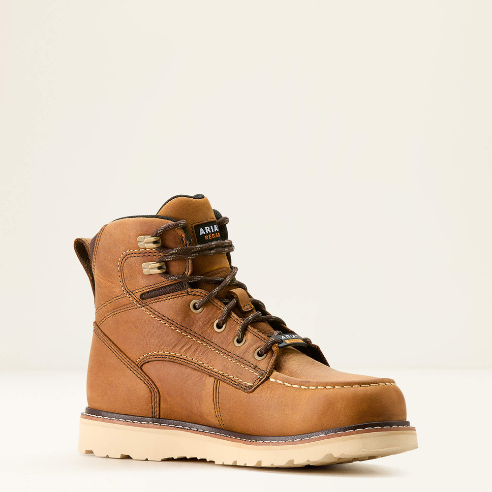 Rebar Wedge Moc Toe Waterproof Work Boot Women - ANTIQUE BROWN