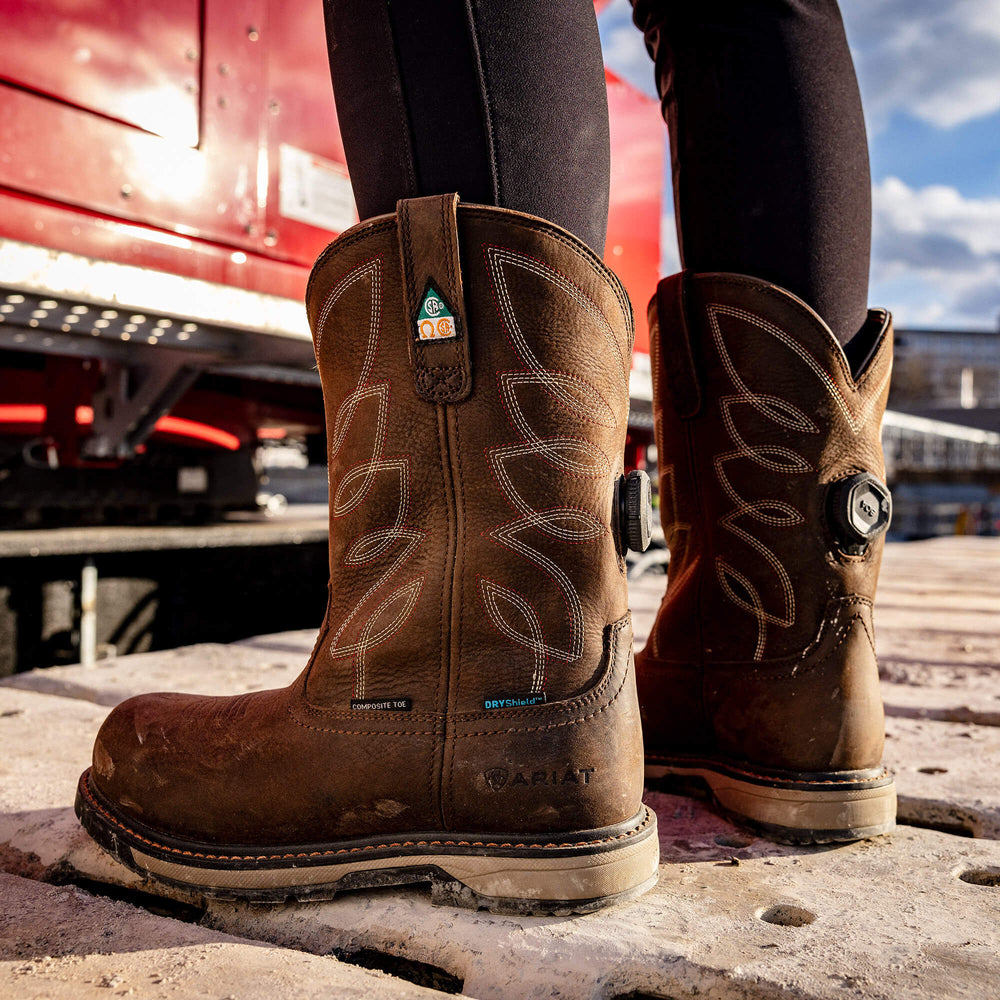 Riveter Pull-On BOA CSA Waterproof Composite Toe Work Boot Women - DARK BROWN