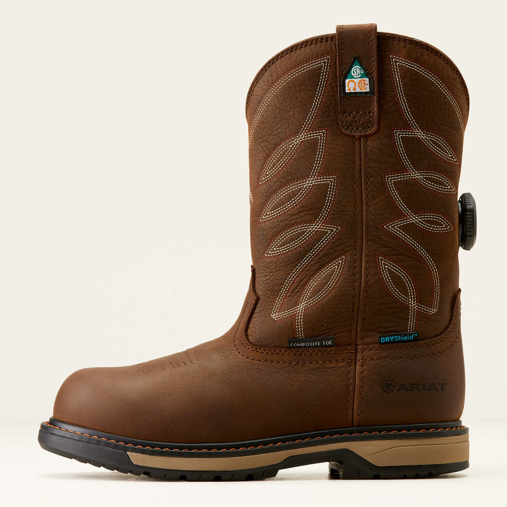 Riveter Pull-On BOA CSA Waterproof Composite Toe Work Boot Women - DARK BROWN