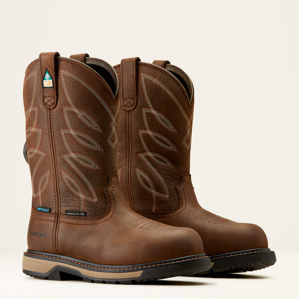 Riveter Pull-On BOA CSA Waterproof Composite Toe Work Boot Women - DARK BROWN