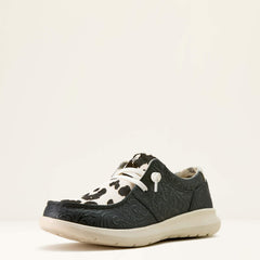 Hilo Shoe Women - BLACK FLORAL EMBOSS/BLACK AND WHITE HAIR ON