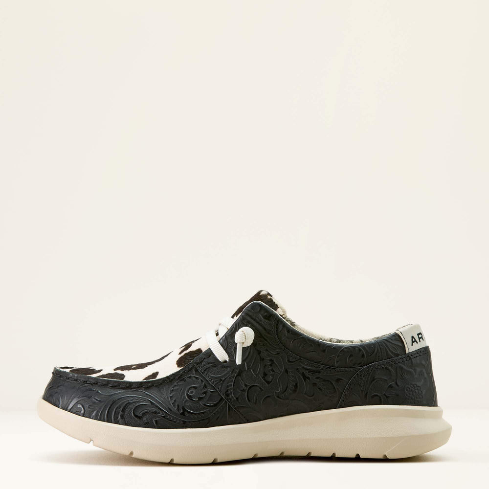Hilo Shoe Women - BLACK FLORAL EMBOSS/BLACK AND WHITE HAIR ON