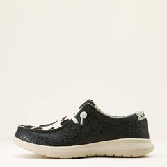 Hilo Shoe Women - BLACK FLORAL EMBOSS/BLACK AND WHITE HAIR ON