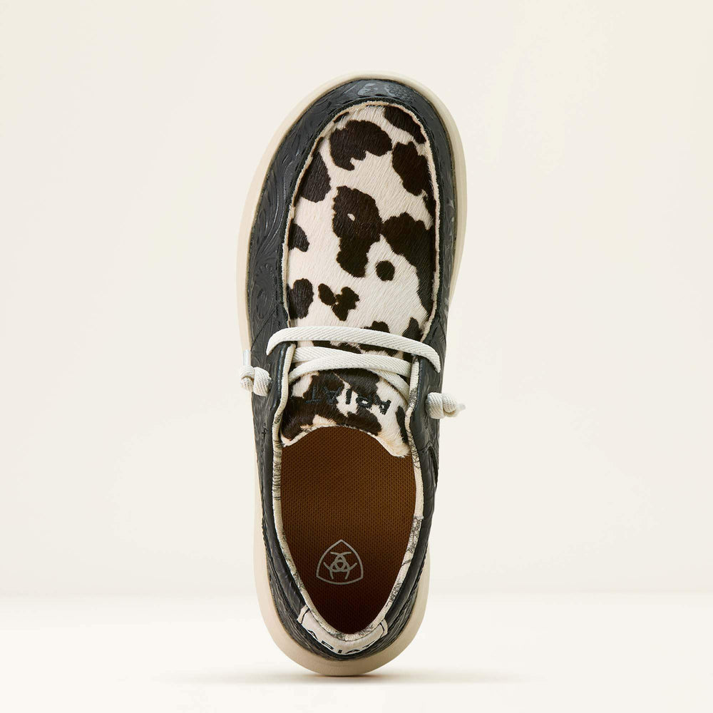 Hilo Shoe Women - BLACK FLORAL EMBOSS/BLACK AND WHITE HAIR ON
