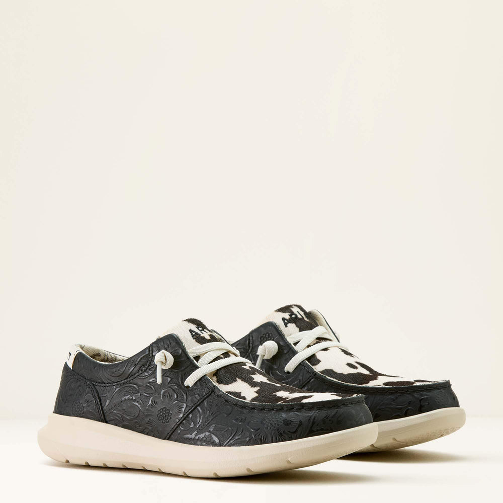 Hilo Shoe Women - BLACK FLORAL EMBOSS/BLACK AND WHITE HAIR ON