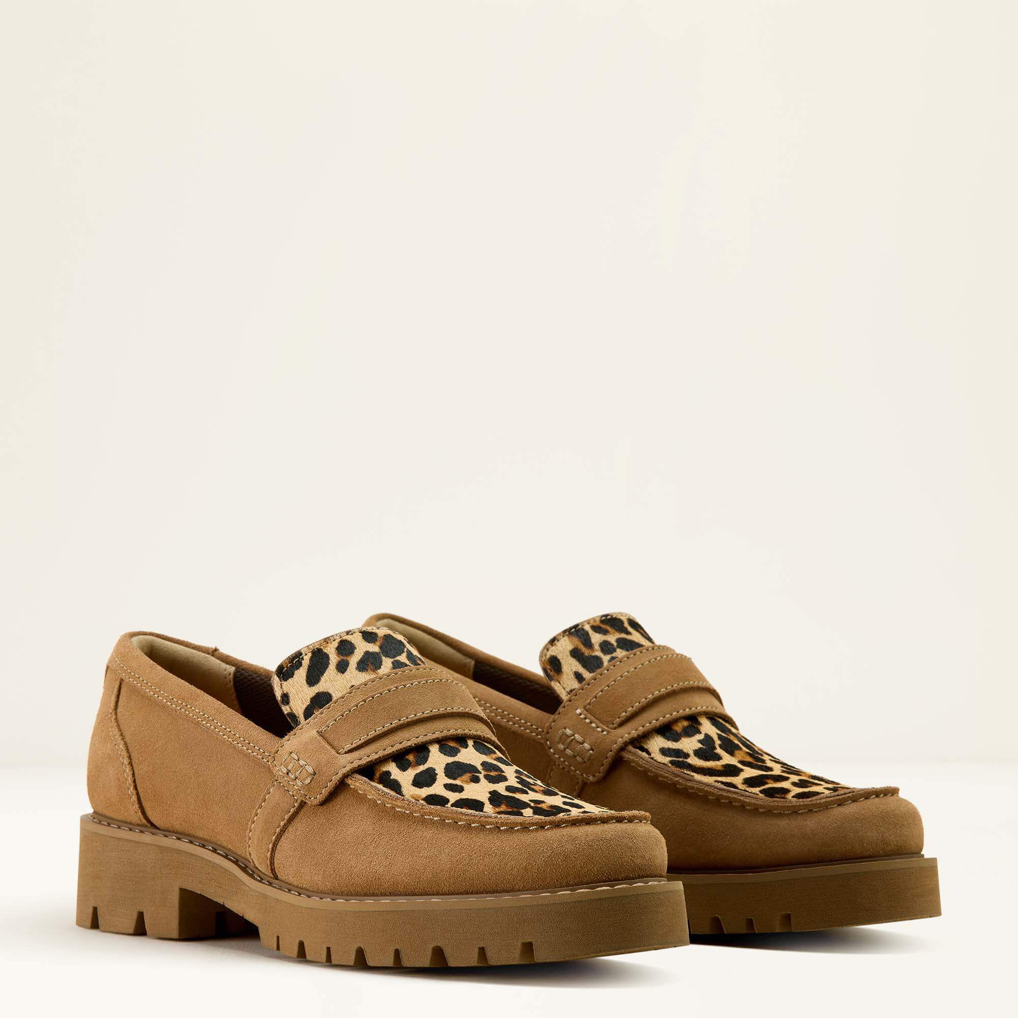 Stratford Lug Loafer Women - TAN SUEDE/LEOPARD HAIR ON